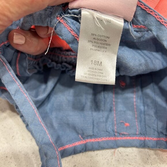 Little Lass Baby Girls’ Chambray & Pink Sheer Skirt Top | Hearts Smocked Sz 18M - Picture 9 of 9